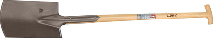 Bauspaten LÖWE Größe 2, Gärtner Form, mit Trittschutz und Eschen-T-Stiel, 285 x 185 / 180 mm – IDEAL