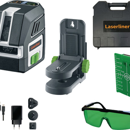 Kreuzlinienlaser PocketCross-Laser 2G, grünes Laserkreuz, 0,3 mm/m, 55 m, Laserklasse 2, mit PocketWallHolder
