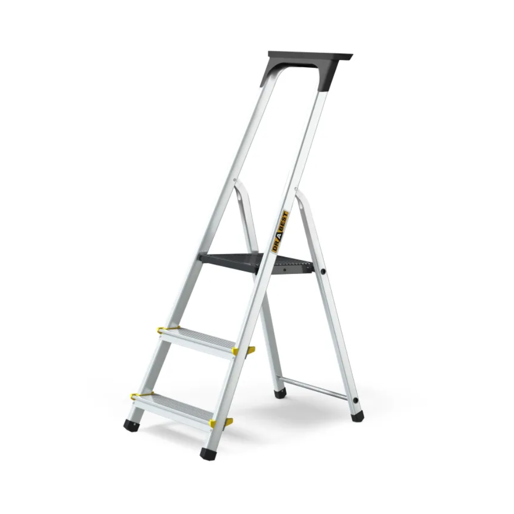 Escabeau en aluminium de 3 à 8 marches – Échelle domestique pliante avec rangement