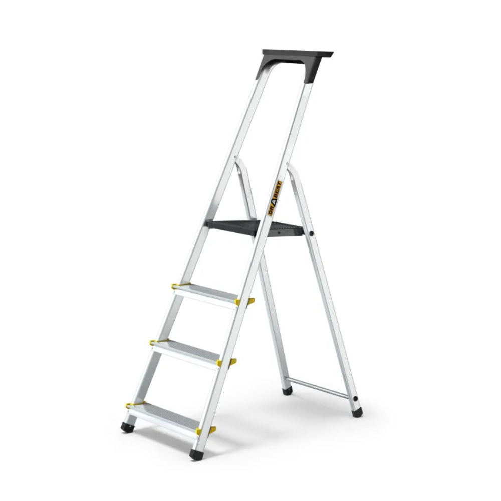 Escabeau en aluminium de 3 à 8 marches – Échelle domestique pliante avec rangement
