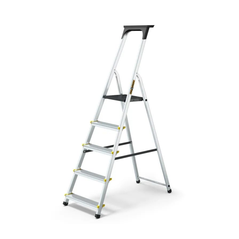 Escabeau en aluminium de 3 à 8 marches – Échelle domestique pliante avec rangement