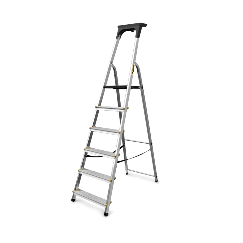 Escabeau en aluminium de 3 à 8 marches – Échelle domestique pliante avec rangement