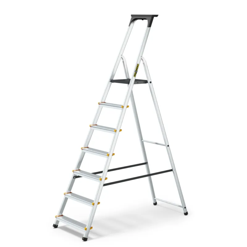 Escabeau en aluminium de 3 à 8 marches – Échelle domestique pliante avec rangement