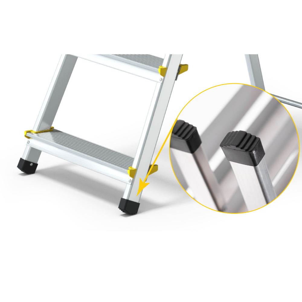 Escabeau en aluminium de 3 à 8 marches – Échelle domestique pliante avec rangement