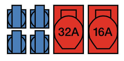 JÄGER DIREKT Kunststoffwandverteiler M32 mit 2x CEE 16A, 4x230V, IP54, abschließbar