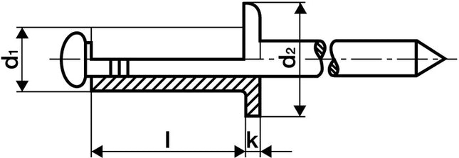 Blindnieten Stahl/Stahl Flachrundkopf – 250 Stück – Stahl, DIN EN ISO 14589, Standard