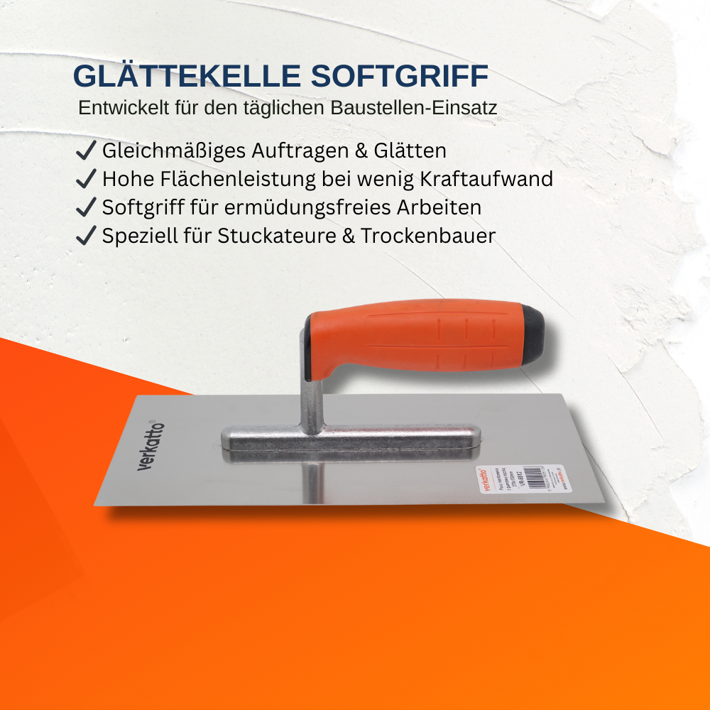 Glättekelle 270 x 130 mm mit offenem TPE-Softgriff 