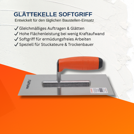 Glättekelle 270 x 130 mm mit offenem TPE-Softgriff 