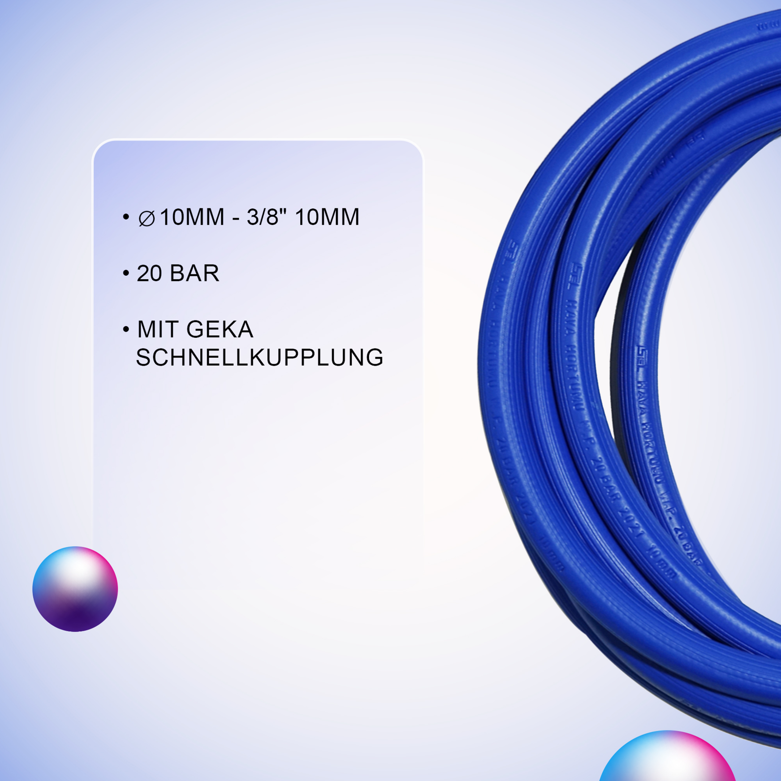 Luftschlauch NW 10mm mit Schnellkupplung 3/8“ 10mm