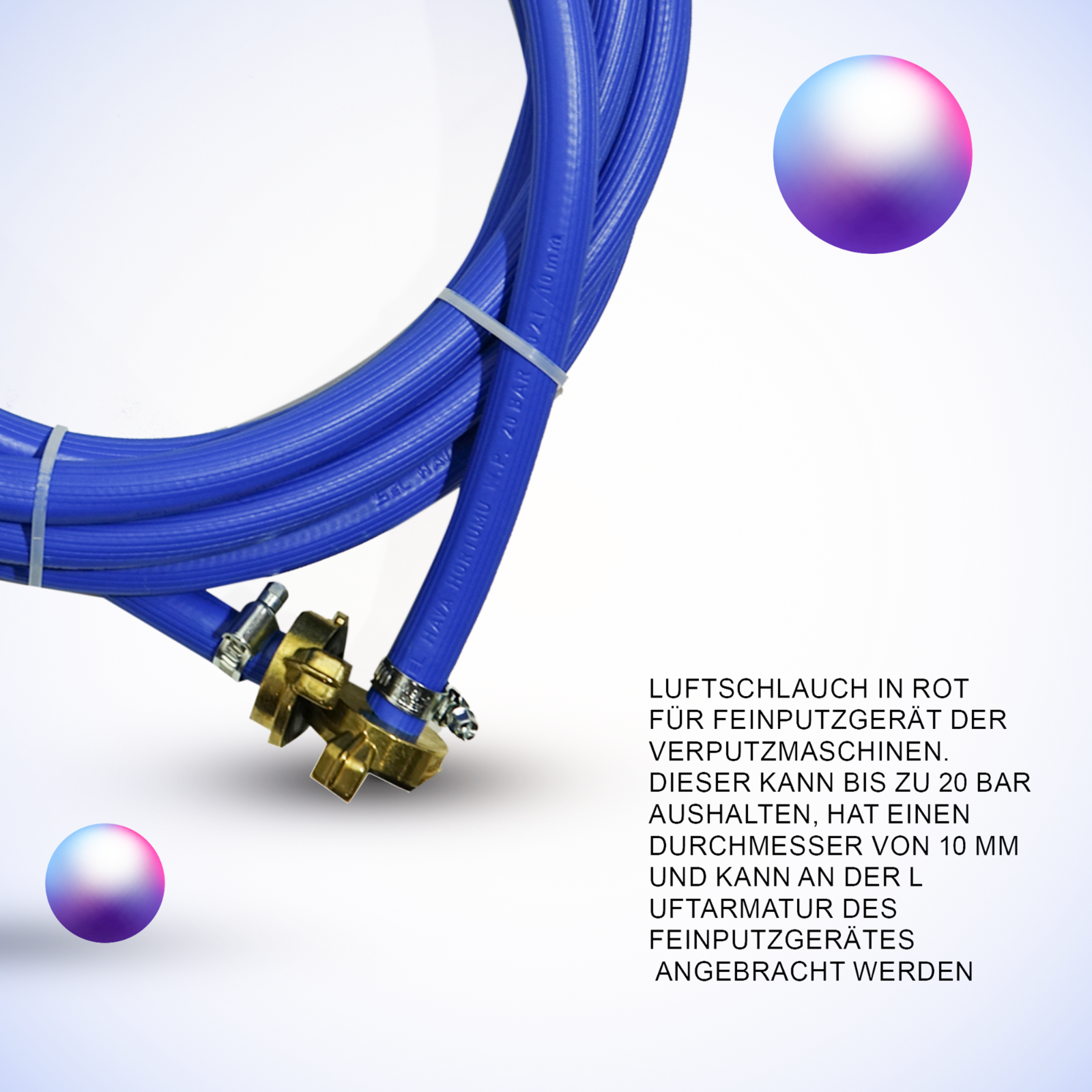 Luftschlauch NW 10mm mit Schnellkupplung 3/8“ 10mm