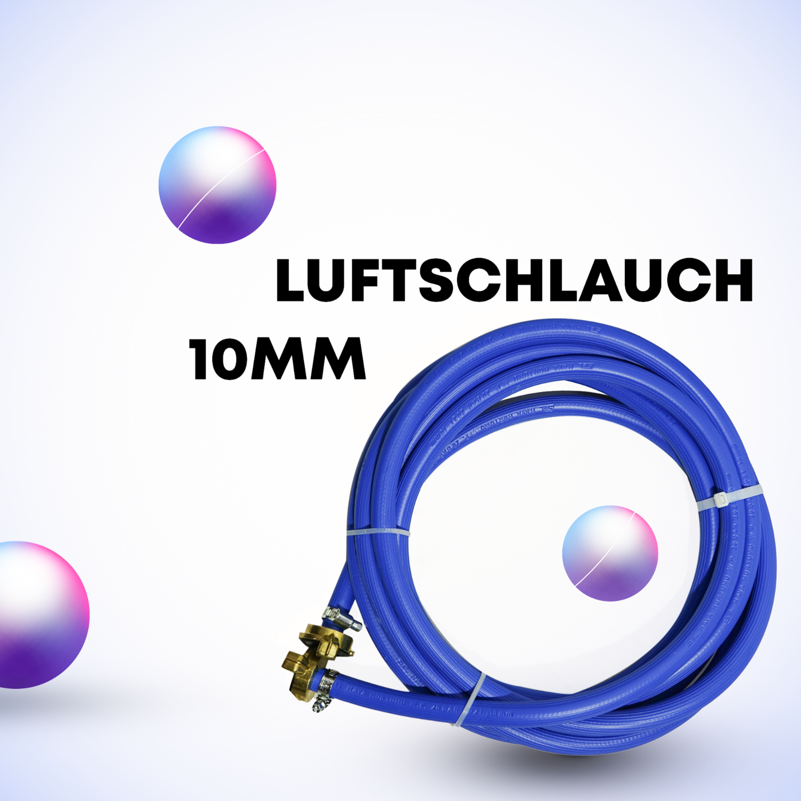 Luftschlauch NW 10mm mit Schnellkupplung 3/8“ 10mm